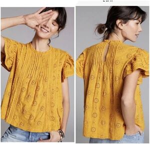 Anthropologie Forever That Girl Eyelet Ruffle Blouse